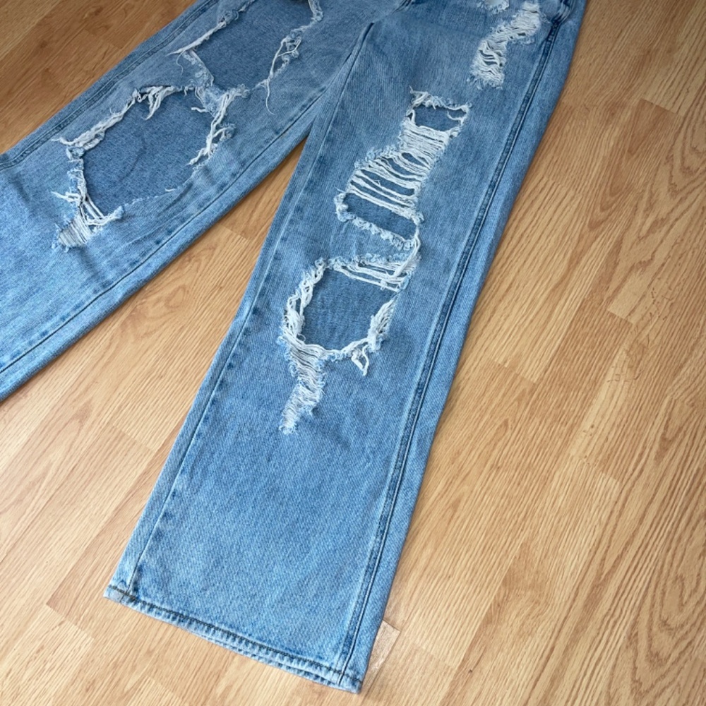 Pacsun Distressed Wide Leg Light Blue Denim Baggy Jeans Size 27 - Picture 2 of 9